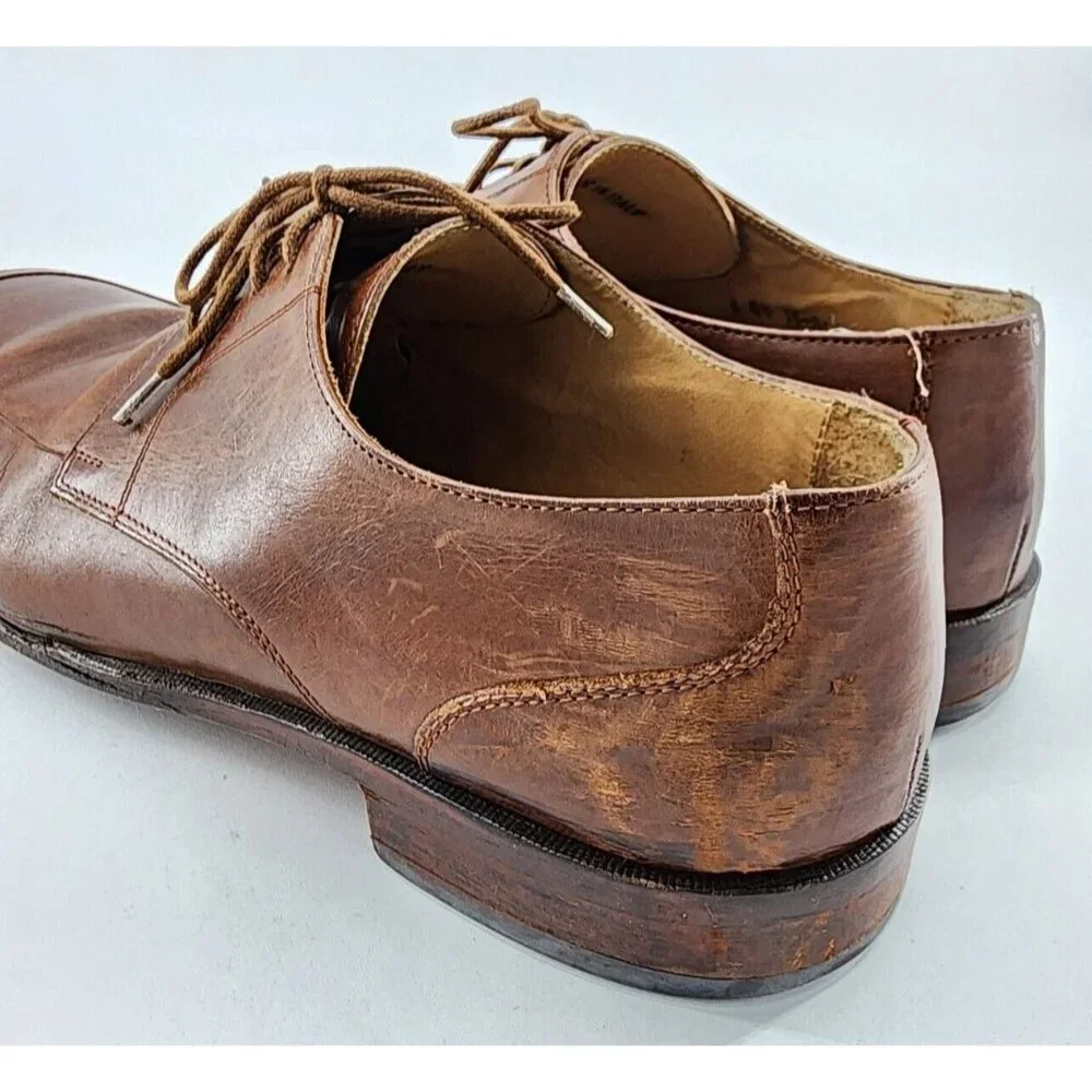 JOHNSTON & MURPHY Soft‎ Brown Italian Oxford Lace Up Dress Shoes Men's Size 12M